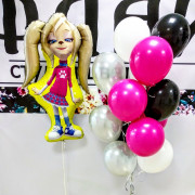 Композиция из гелевых шаров с Розой из Барбоскиных