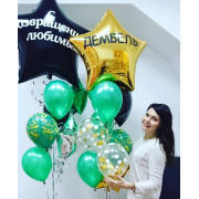 Композиция из гелевых шаров с большими звездами ДМБ