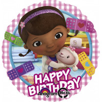 Шар-круг Доктор Плюшева с Днем Рождения (Happy Birthday)