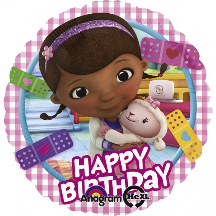 Шар-круг Доктор Плюшева с Днем Рождения (Happy Birthday)