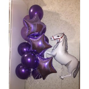 Композиция из шаров Лошадка белая со звездами