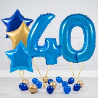 Композиция с голубыми цифрами и звездами на 40 лет