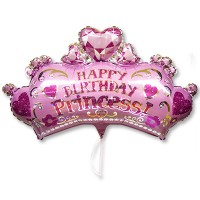 Фигурный шар Диадема розовая, с Днем рождения, Принцесса (Happy birthday, princess)