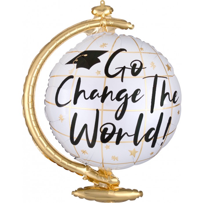 Фигурный шар Глобус выпускника, Идите и измените мир (Go change the world)