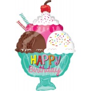 Фигурный шар Мороженое в креманке, с Днем рождения (Happy birthday)