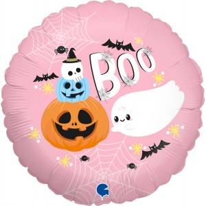 Шар-круг Малыш-привидение Бу на Хэллоуин (Halloween), розовый