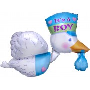 Фигурный шар Аист на рождение мальчика с надписью: Это мальчик (It's a boy)