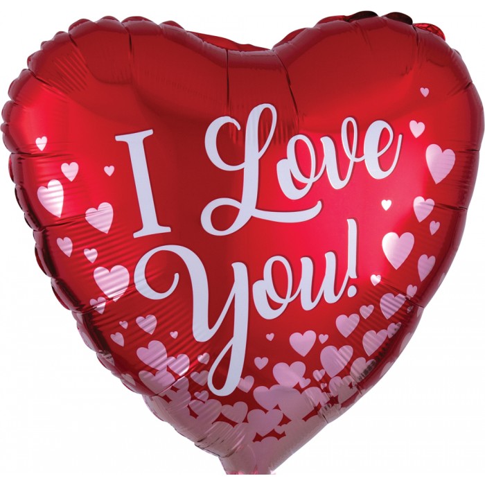 Шар-сердце Я тебя люблю (I love you), красное в сердечках
