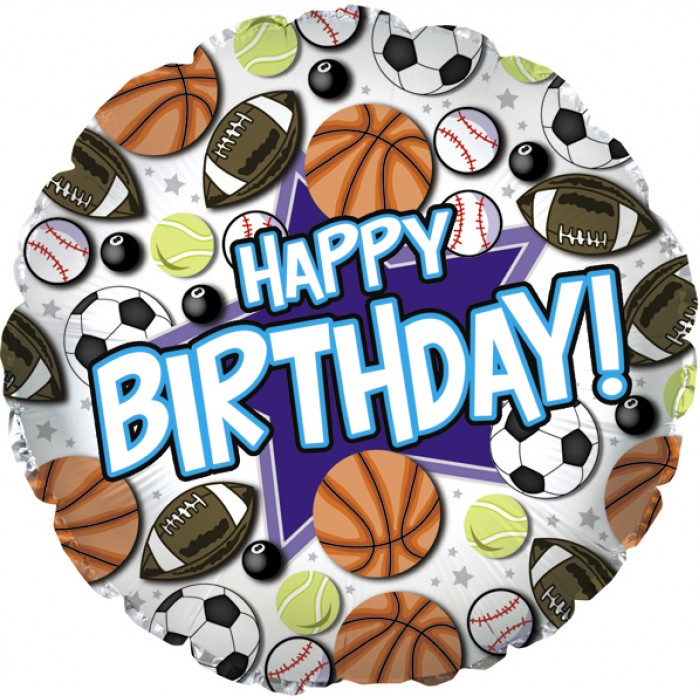 Шар-круг Спорт и мячи, С Днем рождения (Happy birthday)