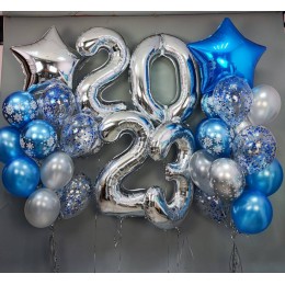 Композиция на 2023 год Синий иней со звездами