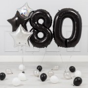 Набор с цифрами и звездами в черном и серебряном цвете на 80-ти летие