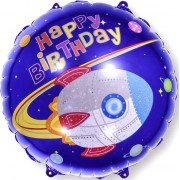 Шар-круг Ракета в космосе, С Днем рождения (Happy birthday)