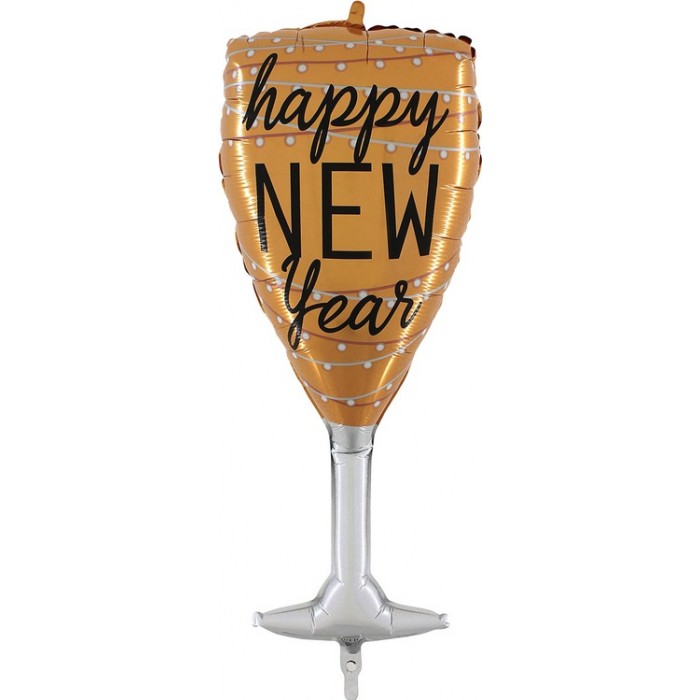 Фигурный шар Бокал Новогодний, Счастливого Нового Года (Happy New Year)