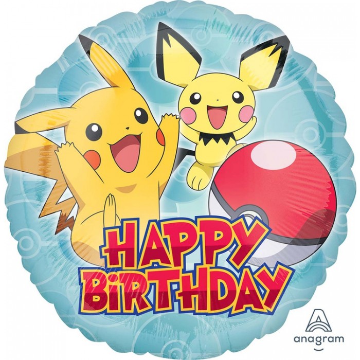 Шар-круг Пика, с покемонами, С Днем рождения (Happy birthday)