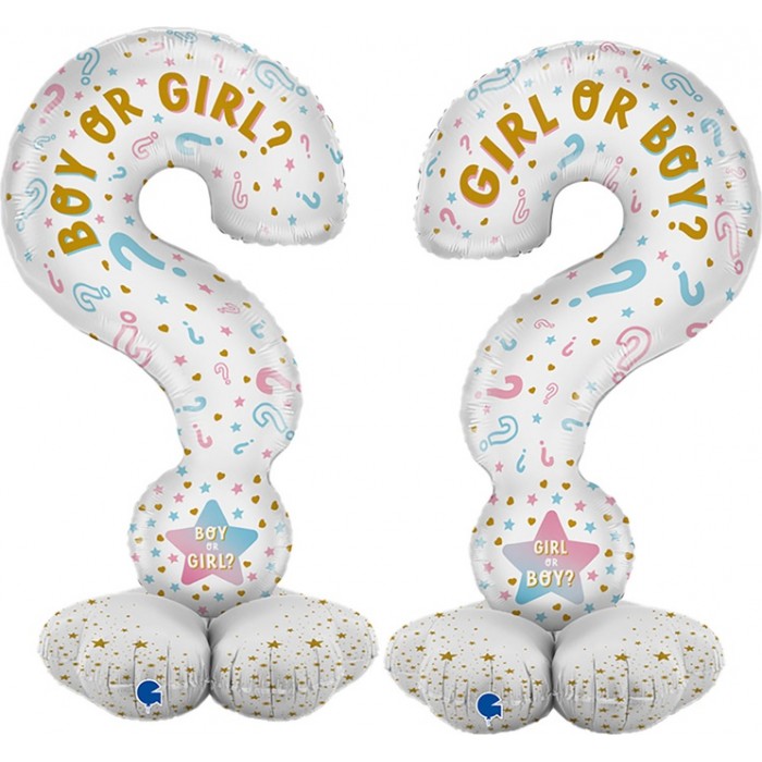 Ходячий шар Знак вопроса на гендер пати, Девочка или Мальчик (GIRL OR BOY), на подставке