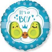 Шарик-круг Авокадо, голубой, с надписью Это мальчик ( It's a boy)