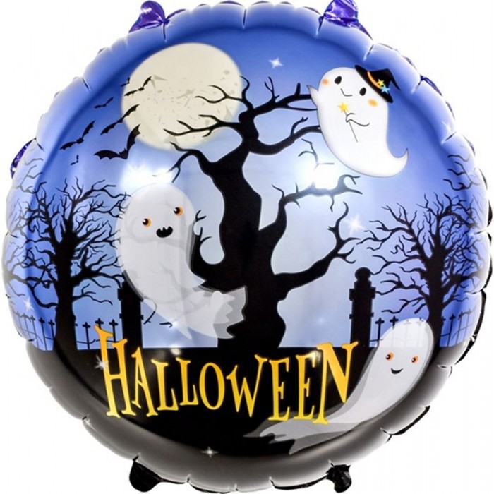 Шар-круг с привидениями и надписью Хэллоувин (Halloween)