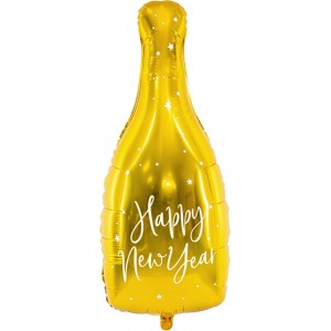 Фигурный шар Золотая Бутылка шампанского, Счастливого Нового Года (Happy New Year), на НГ
