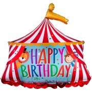 Фигурный шар Цирк Шапито, с надписью с Днем рождения (Happy birthday)