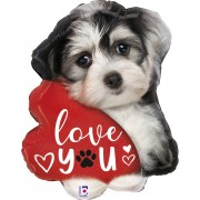 Фигурный шар Щенок с признанием, Я люблю тебя (love you)