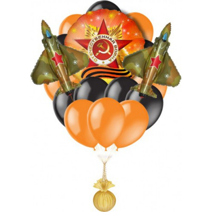 Букет на День Победы с истрибителями