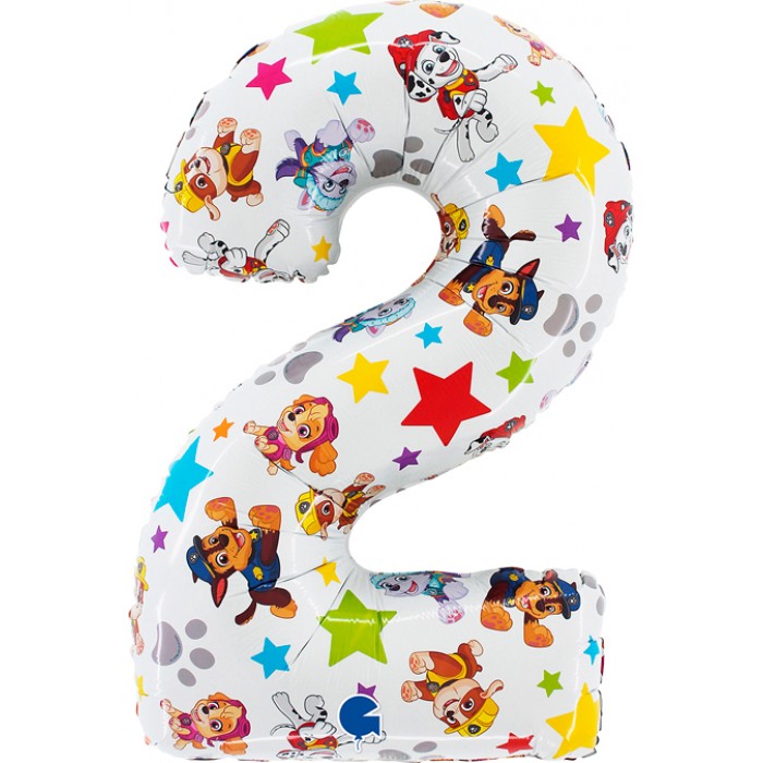 Шар-цифра 2 белая, Щенячий патруль