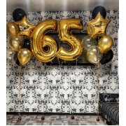 Композиция любимому мужу и папе в 65 лет в золотом и черном цвете