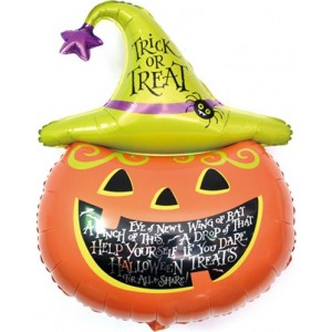 Фигурный шар Тыква в зеленой шляпе, Кошелек или жизнь (trick or treat)