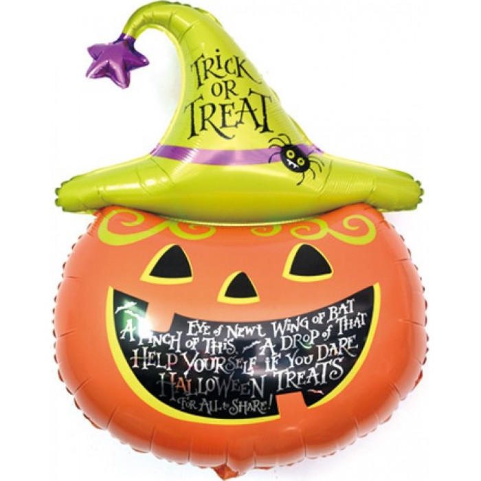 Фигурный шар Тыква в зеленой шляпе, Кошелек или жизнь (trick or treat)