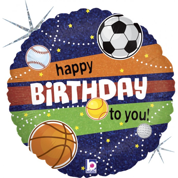 Шар-круг Спортивные мячи, С Днем рождения тебя (Happy birthday to you)