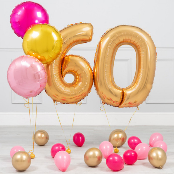 Набор с цифрами и фольгированными шарами на 60 лет женщине
