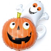 Фигурный шар Веселые тыква и привидение на Хэллоуин (Halloween)