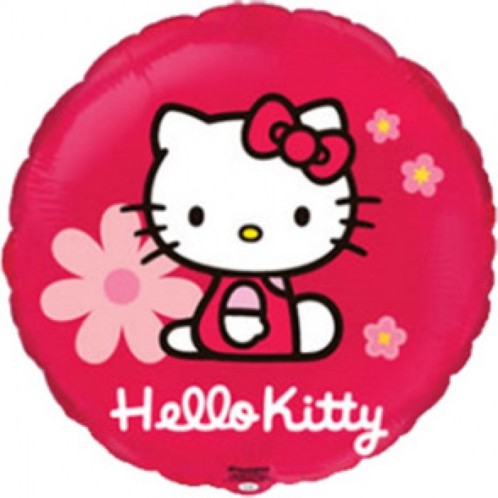 Шарик-круг ярко-розовый с Хэллоу Китти (Hello Kitty) и надписью