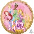 Шар-круг Главные принцессы дисней, двусторонний, с Днем Рождения (Happy Birthday)