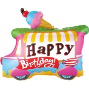 Фигурный шар Автобус с мороженым с надписью  С Днем рождения (Happy birthday)
