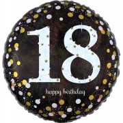 Шарик-круг с белой цифрой 18 и надписью С Днем рождения (Happy birthday)