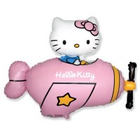 Фигурный шар Хеллоу Китти (Hello Kitty) на розовом самолёте