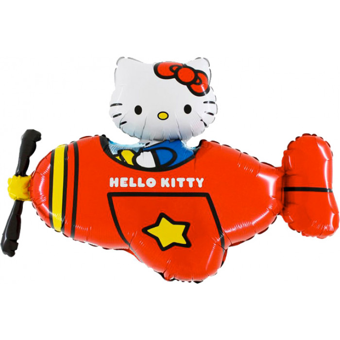 Фигурный шар Хеллоу Китти (Hello Kitty) на красном самолёте
