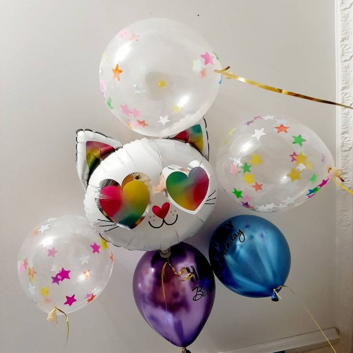 Набор гелиевых шаров кошачьи мордочки на День Рождения