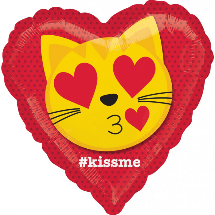 Шар-сердце Целующий кот Поцелуй меня ( kiss me )