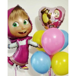 Сет шаров с гелием Маша и Медведь