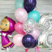 Сет разноцветных шариков Маша на День Рождения с цифрой