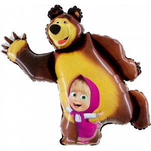 Фигурный шар Маша и Медведь танцуют