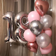 Композиция из воздушных шаров девушке на совершеннолетие с сердцем