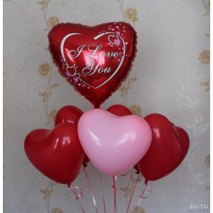 Букет шариков Сердца, Я люблю тебя (I Love you)