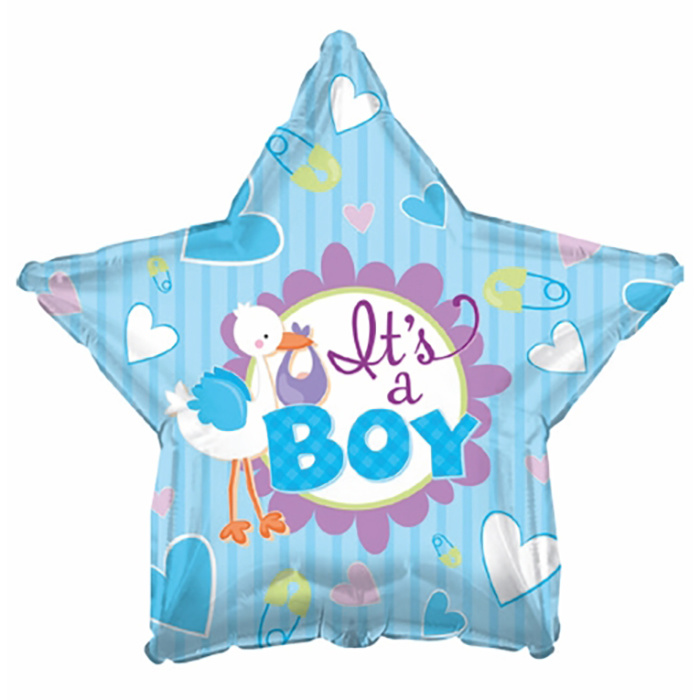 Шар-звезда c аистом Это мальчик (It's a boy)