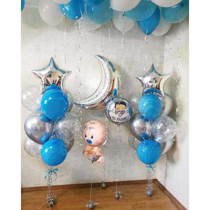 Композиция из шаров на встречу из роддома долгожданного малыша