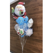 Букет из гелиевых шаров Санта Клаус со снежинками