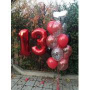 Композиция из гелевых шариков в красном цвете для девочки на 13 лет