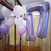 Гелиевые шарики с цифрами на 17 лет в сиреневой гамме